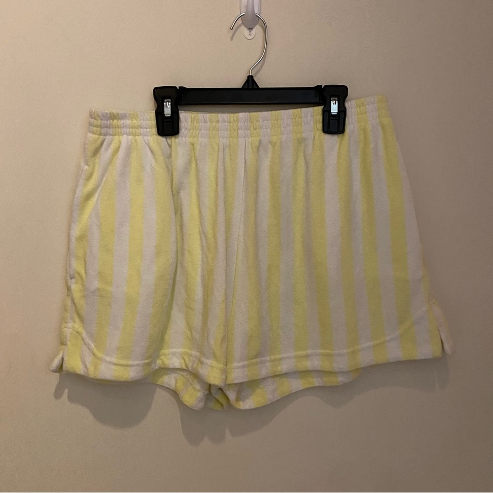 RVCA Sunday Collection Yellow and White Striped Terrycloth Shorts